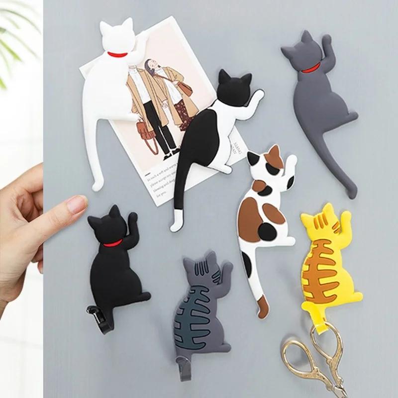 Cute Cartoon Cat Tail Refrigerator Magnet Hook Kawaii Refrigerator Decorations Sticker Hook Punch-free Magnetic Storage Hook