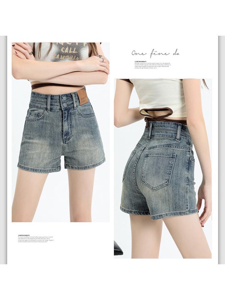 Shorts Vaqueros Retro de Cintura Alta Corte A para Mujer 2024 - Corte Ajustado, Pierna Ancha, Talla Pequeña, Combinación Perfecta para Verano