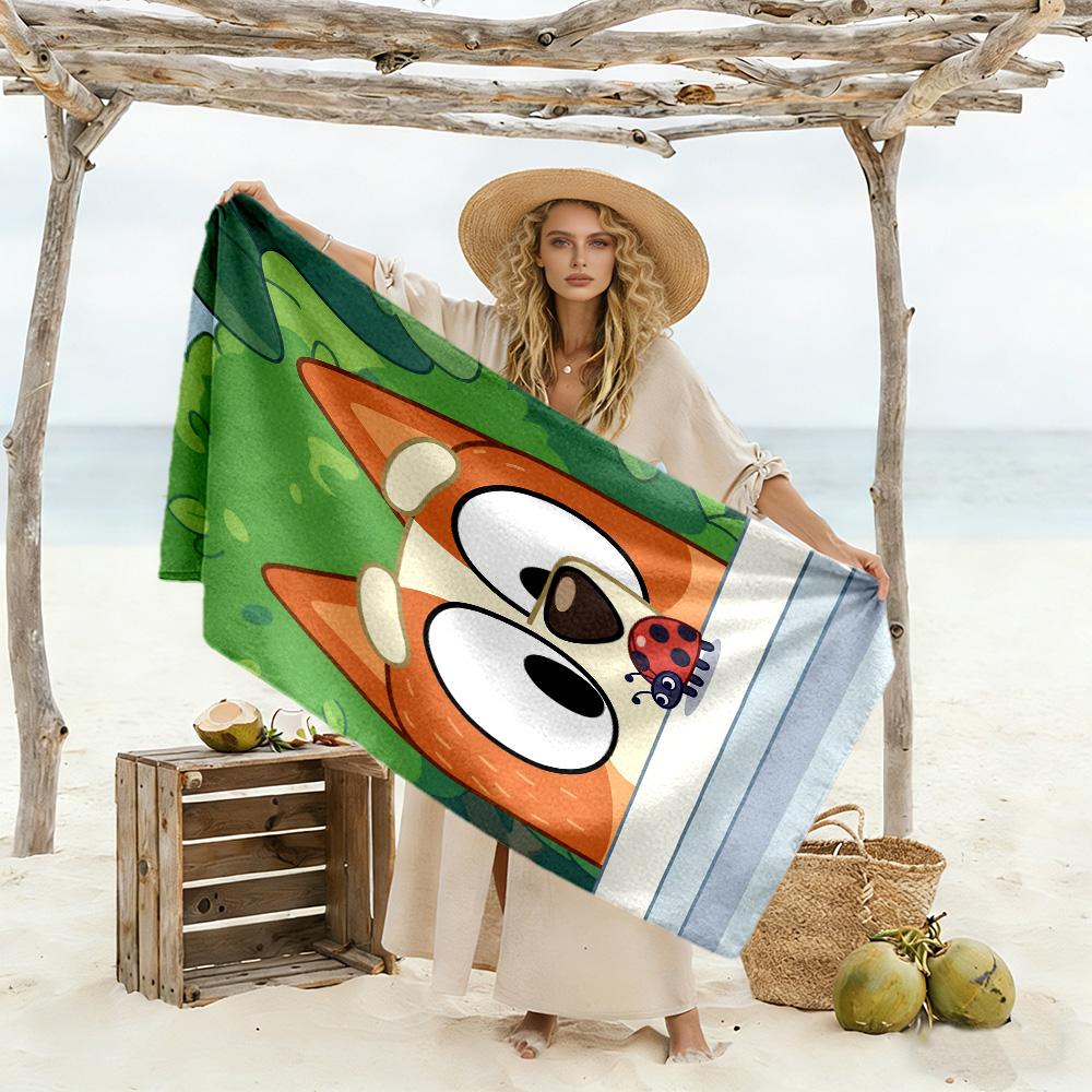Bluey Adventures Beach Towel Super Soft Microfiber Quickdry Fabric Comfortable Lightweight