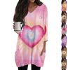 Modisches Damen Top mit V-Ausschnitt, Tasche und Valentinstags-Print, 3/4-Ärmel