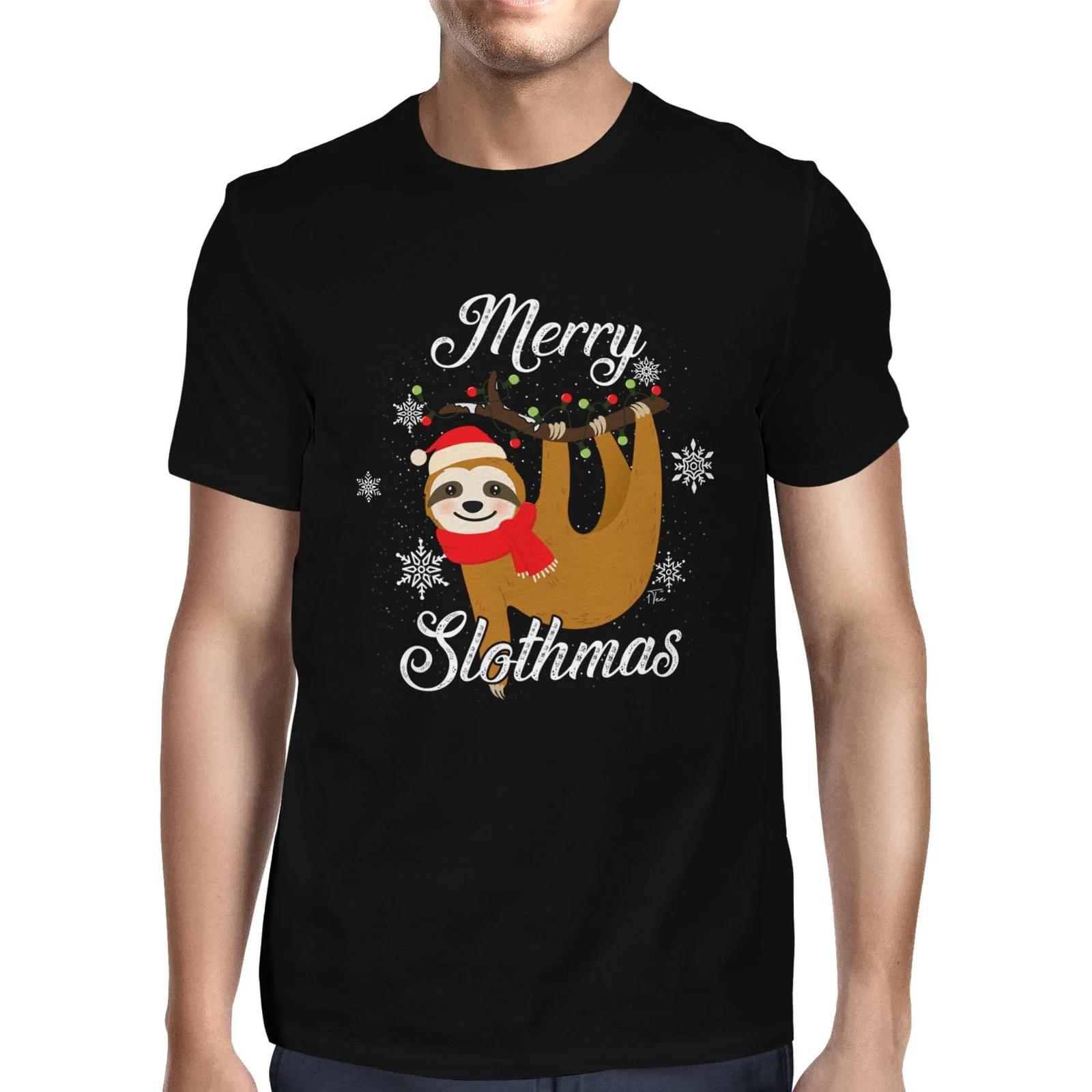 1Tee Mens Cute Christmas Sloth - Merry Slothmas! T-Shirt XXXXL