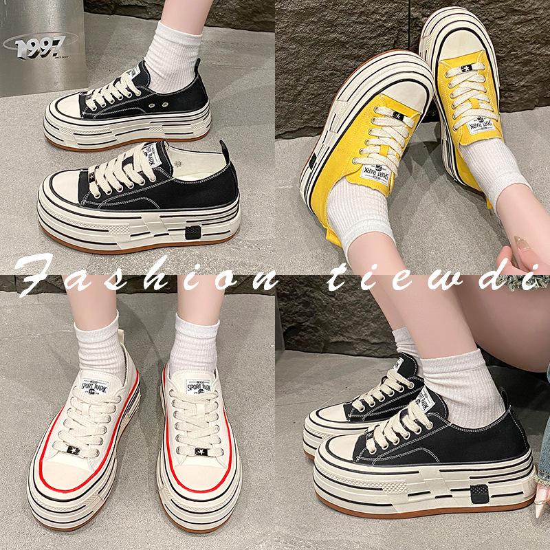 [Han Lu] Fashion Trend Casual Shoes In the Autumn of 2025, the New Platform Muffin Shoes Will Increase the Height of 5cm Canvas Shoes.
