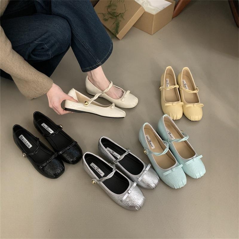 OKLEIBO Inner Height Increase Silver Mary Jane Single Shoes Women's Shoes Spring and Autumn 2025 New Korean Version Bow Evening