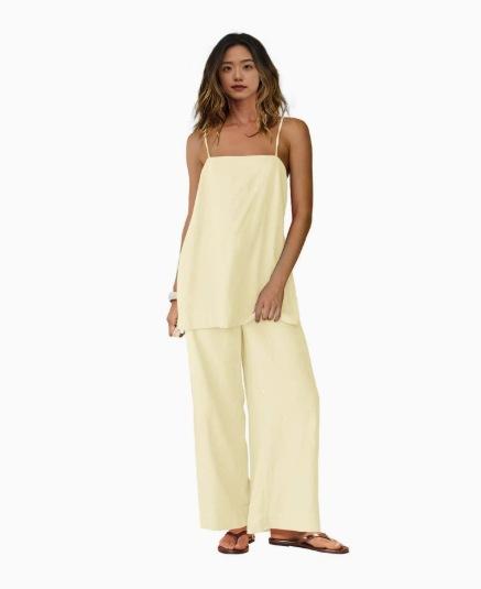 Spring and summer new popular fashion loose casual women thin shoulder strap sling vest trousers set
