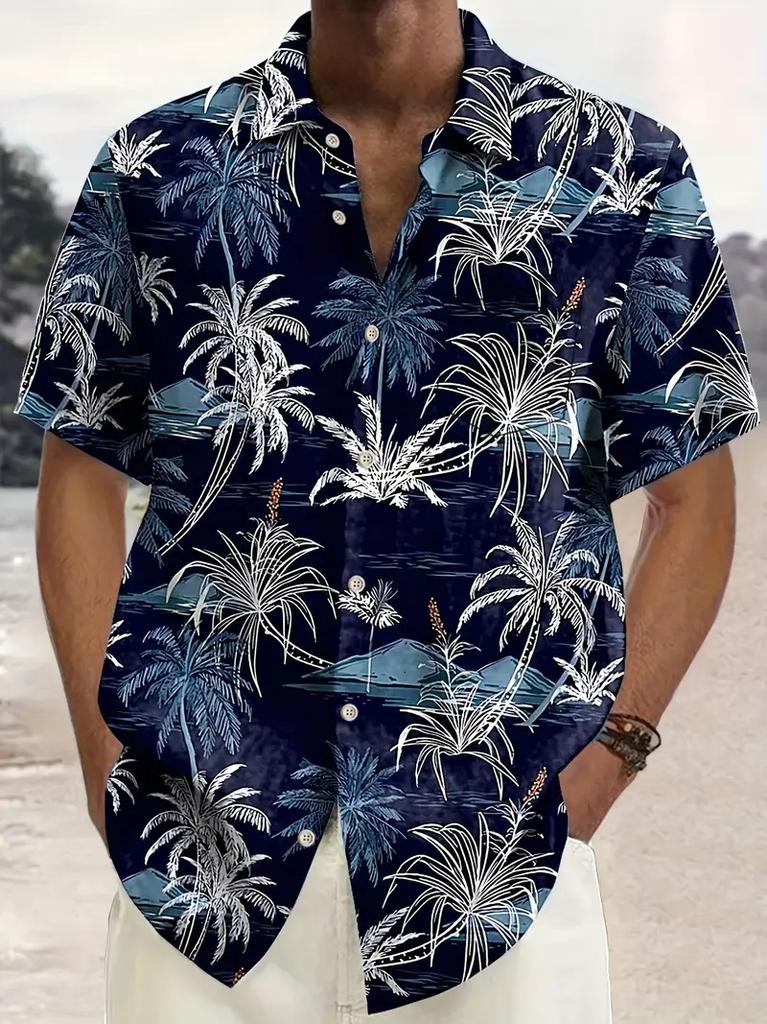 Summer Short Sleeve Flower Shirt Men'S Beach Large Size Casual 3D Digital Printing Men'S Shirt Tide