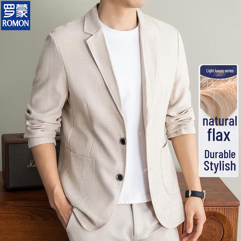 ROMON Men's Linen Blend Casual Blazer