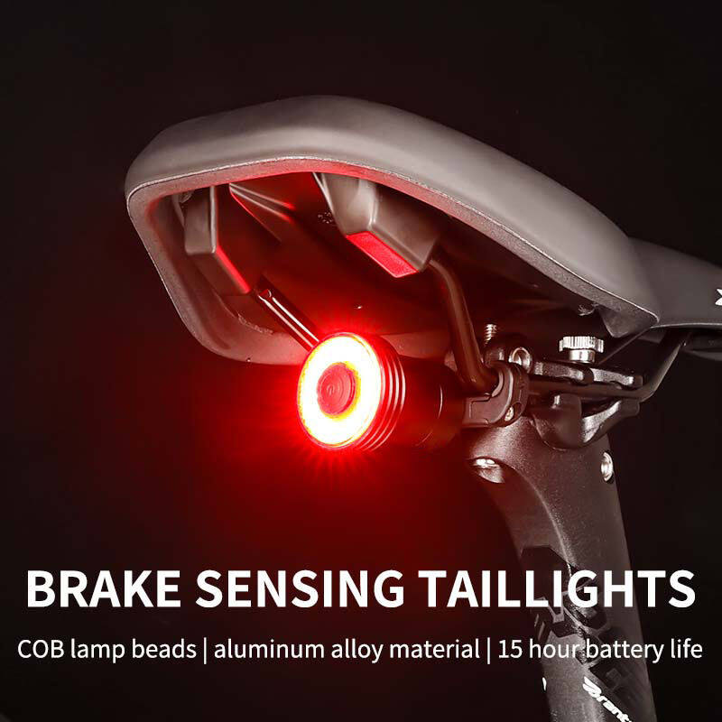 Smart Brake Bicycle Tail Light Type-C Rechargeable MTB Rear Light Waterproof IPx6 Charging LED Cycling Light Bike Warning Light