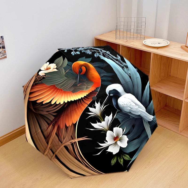 

1 PC Automatic Folding Umbrella - Yin-Yang Art Pattern, Portable & Foldable Design with 8 Ribs, Christmas Birthday Gifts