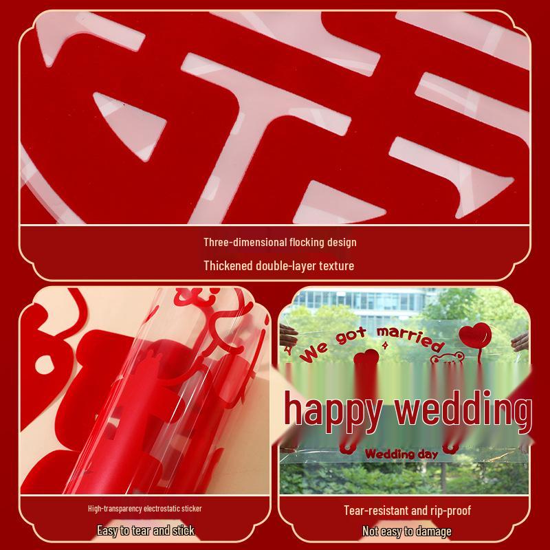 Double Happiness Wedding Cling Sticker - Large Window Decoration