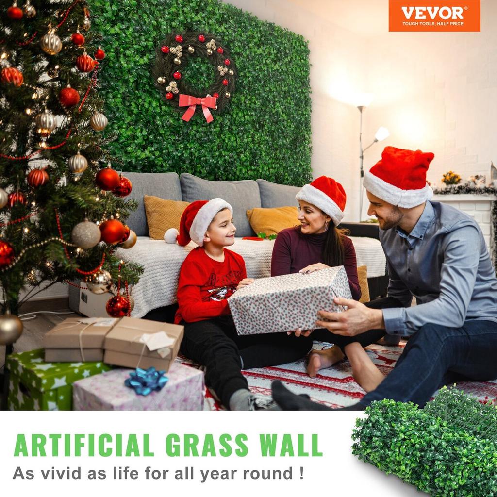 12pcs Artificial Boxwood Panel UV Boxwood Hedge Wall Panels Artificial Grass Backdrop Wall 24X16" 4cm Green Grass Wall Fake Hedge for Decor Privacy