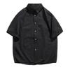 Men's Summer Pleated Seersucker Short-sleeved Shirt Light Shirt Cardigan Shirt