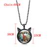 Fashion Retro Creative Round Necklace Cartoon Cat Clock Pendant Necklace