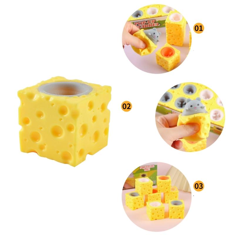 Squeeze Cheese Stress Ball Mouse Shaped Sensory Squeeze Toy For Adults Children Office Home Use Soft Durable TPR Material