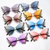 1pc-Luxury Diamond Butterfly Sunglasses for Women, Retro Frameless Oversized Sunglasses for Women