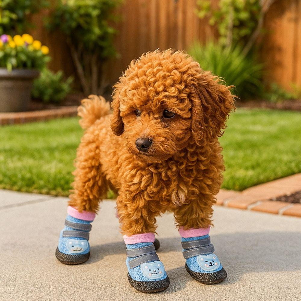 4Pcs/Set Breathable Dog Mesh Shoes Adjustable Wear-resistant Anti-Slip Dog Boots Reflective Dog Paw Protectors for Cats and Dogs