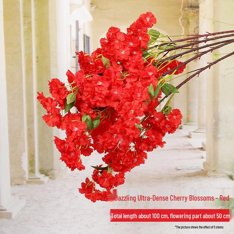 Artificial Cherry and Peach Blossom Branches for Indoor/Outdoor Decoration, Wedding Decor, Pear Flowers, Faux Silk Ceiling Rattan