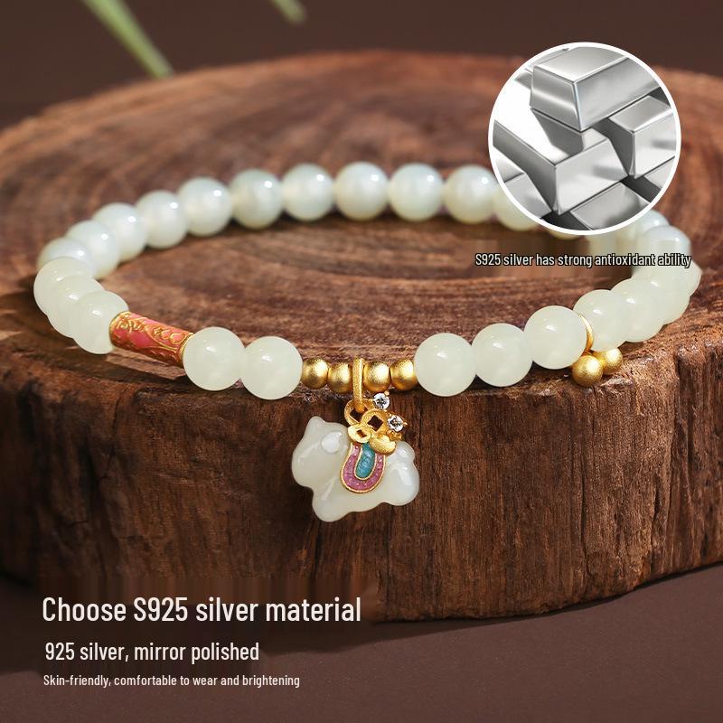 Hetian Jade Wealth Bracelet for Women - Dreamy S925 Silver & Jade New Year Horse Design
