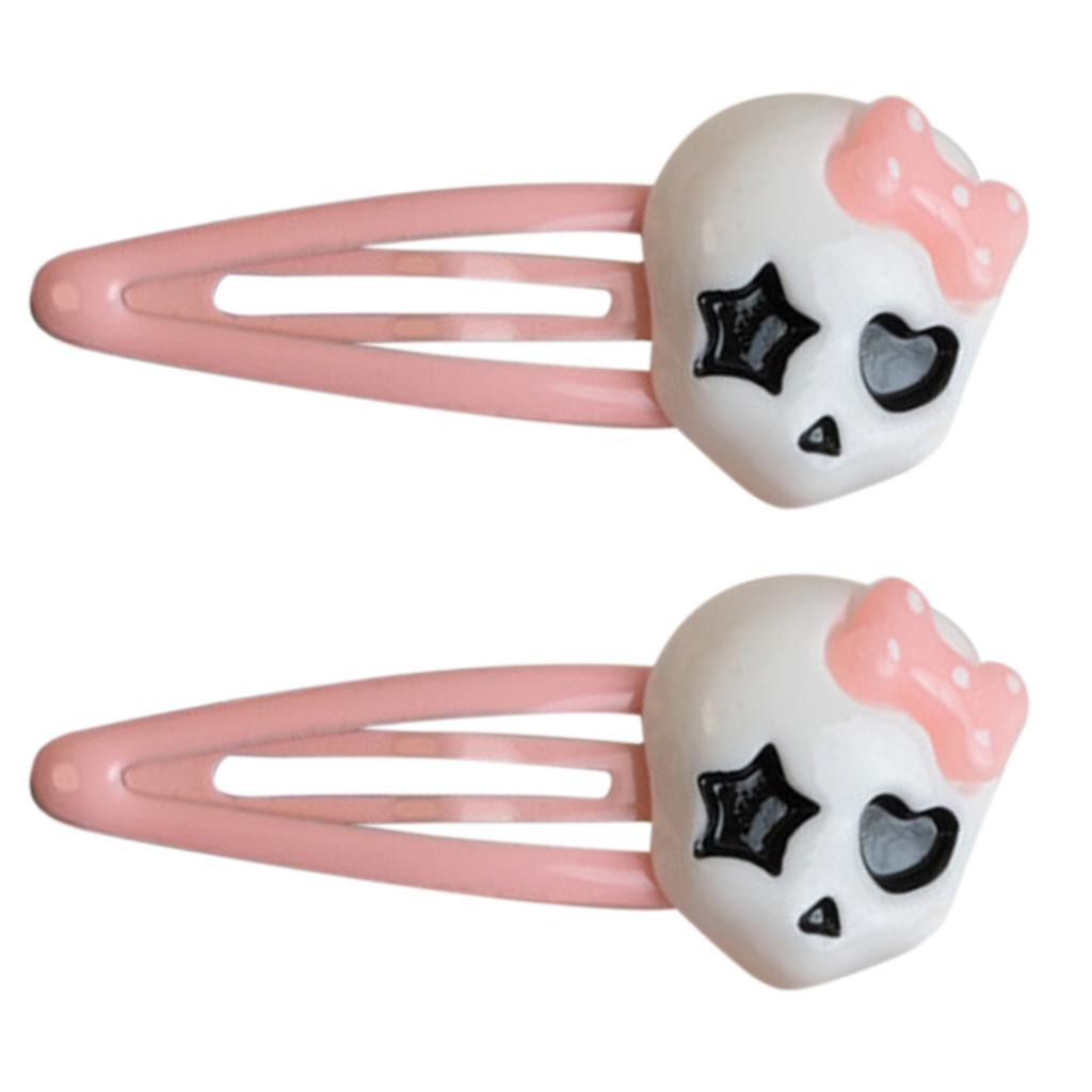 Sweet Hair Clip Lovely Cartoon Skull Shape Snap Hairpin Pink Color Hair Clip for Spring Summer Hairpins for Teenagers