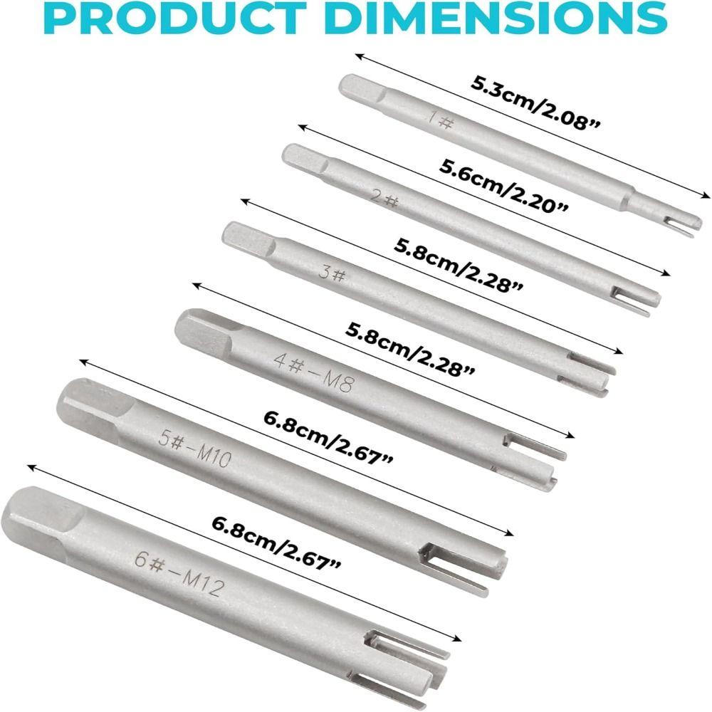 6 Pcs 3 Types Tap Extractor Set 3/4 Flute Bolt Remover Tool  Industrial and Home Repair Work