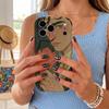 Funda de Teléfono Retrato Vintage Flor de Peonía Roja Tapa Dura para iPhone Protección Antigolpes Regalo de Cumpleaños Navidad Halloween Festivo