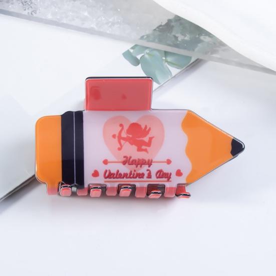 Women Hair Claw Heart Pattern Pencil Shape Hair Clip Back Head Shower Shark Hair Claw Back To School Hair Accessories