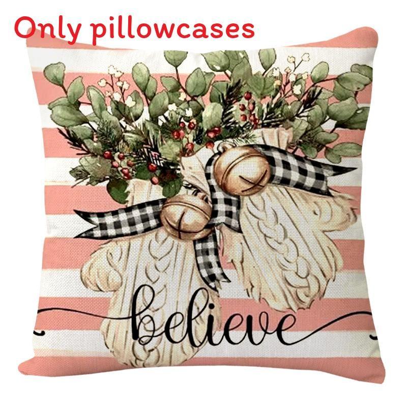 Conjunto de Quatro Capas de Almofada de Linho com Tema Natalino Moderno Minimalista para Decoração de Casa