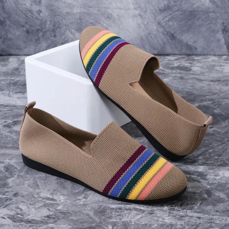 Fashion New Flat Shoes for Women Spring Women's Clothing 2024 New Round Toe Series Women's Knitted Comfortable Women's Breathable Summer