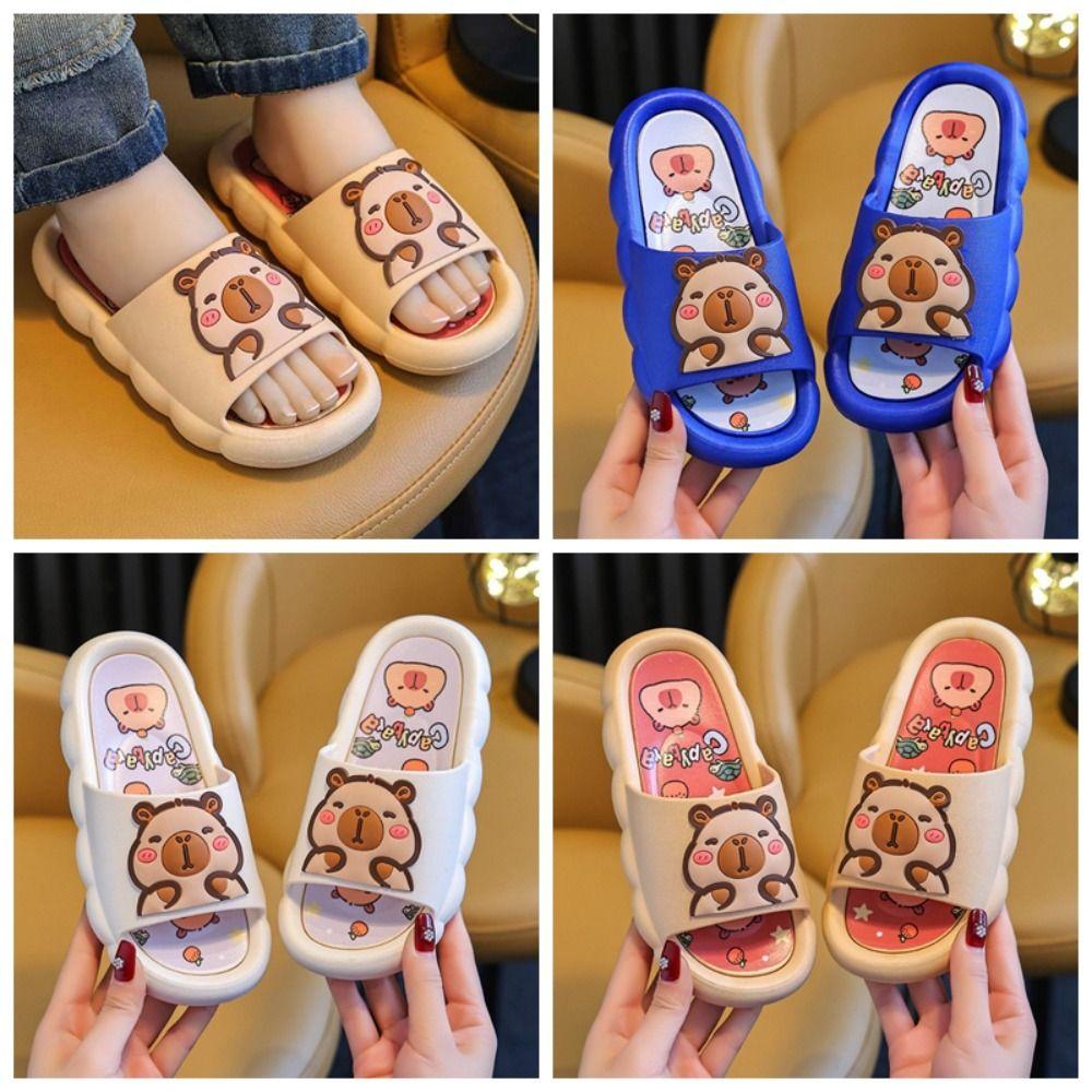 Thickened Cute Capybara Slippers Anti-slip Children's Bathroom Sandals  Girls