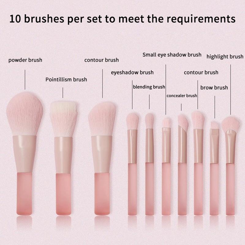 10Pcs Synthetic Makeup Brushes Professional Foundation Powder Concealers Eye Shadows Soft Handle for Face