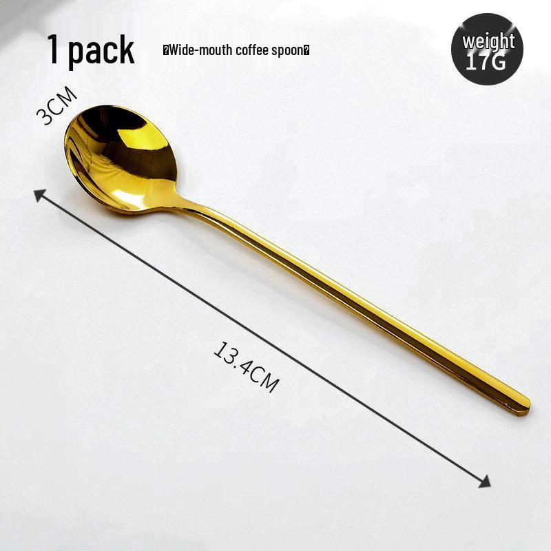 304 Stainless Steel Long Handle Coffee & Dessert Spoon, Ceramic Small Soup & Stirring Spoon for Fruit & Yogurt