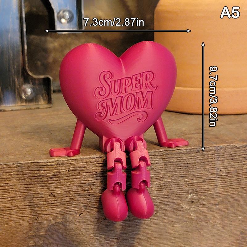 

Poseable Heart Mom Figurine With Movable Joints & Articulated Feet 3D Plastic Sculpture Mother Day/Birthday Gift Home Office De A5