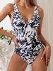 Sexy One Piece Swimsuit Women Snake Print Swimwear Underwire Monokini Open Back Push Up Bathing Suit Pad Beachwear Backless