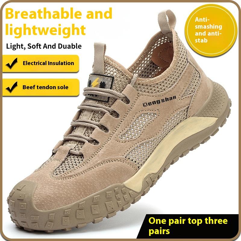 summer safety shoes breathable mesh work shoes with plastic toe industrial non-slip sneakers insulated work boots for welder