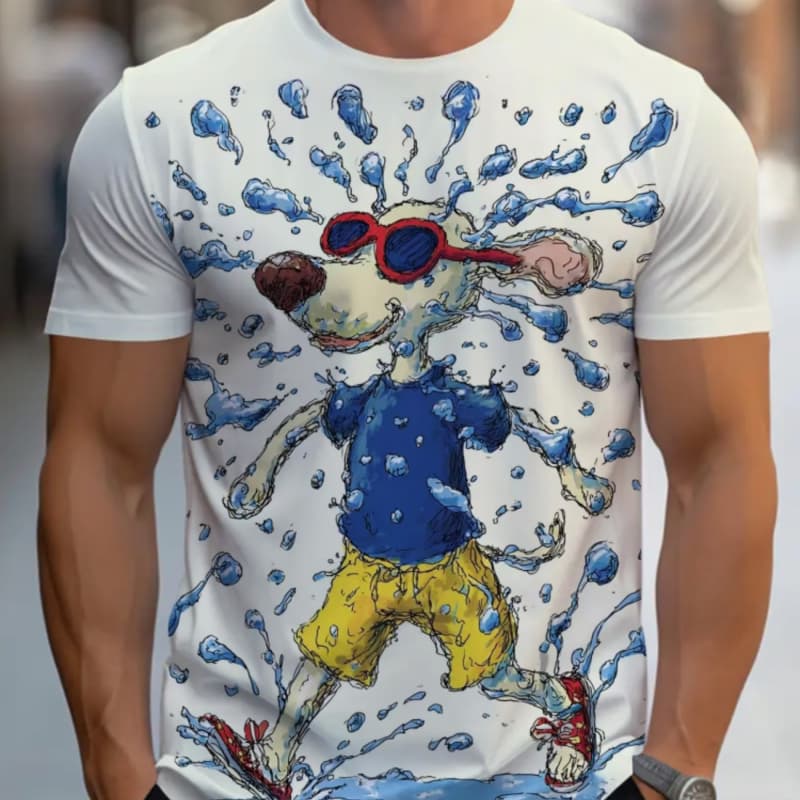

Men s Retro 3D Graphic Print T-Shirt - Perfect for Daily Wear and Vacation S