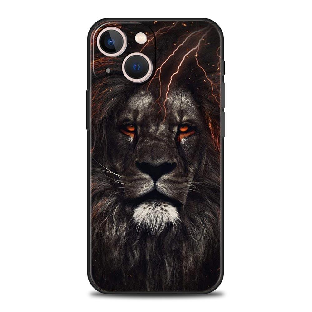 Animal Lion Wolf Tiger Phone Case For iPhone 17 16 15 Pro Max 11 12 13 14 7 8 Plus SE 2020 X XR XS Cover Soft Black