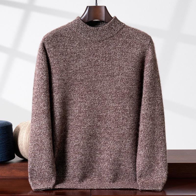 Flower yarn cashmere sweater, cashmere sweater, double-layer semi-turtleneck base, knitted sweater inside to keep warm