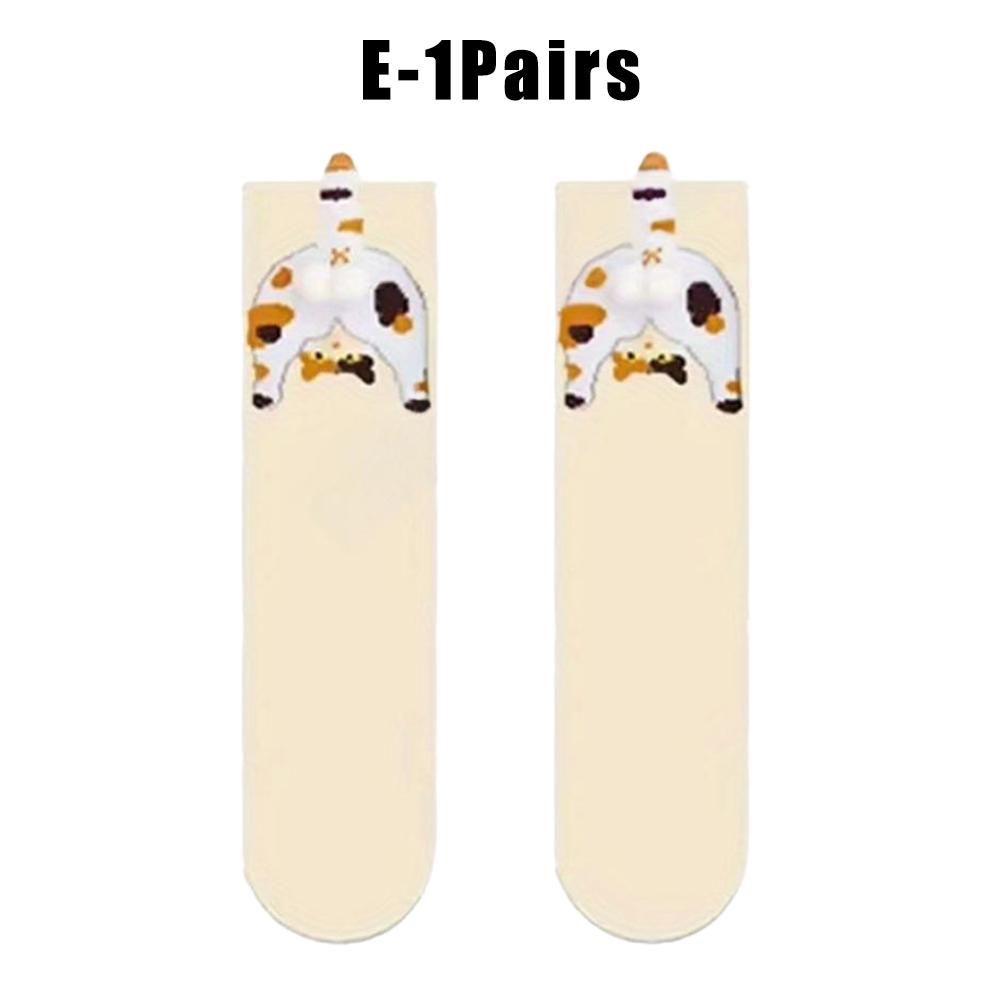 

1-10Pairs Matching Couples Socks Cute Cat Design All Season Cotton Crew Mid Calf Stackable Kawaii Unisex Gift Funny