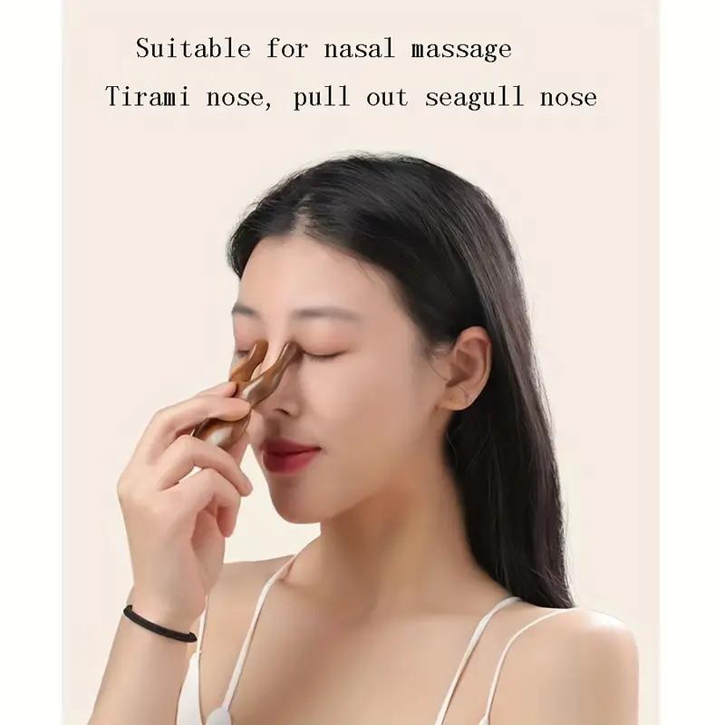 1Pc  Golden Sandalwood Massage Comb Nose Eye Acupoint Massager Relieve Rhinitis Promote Blood Circulation Resin Guasha Scraping Tools