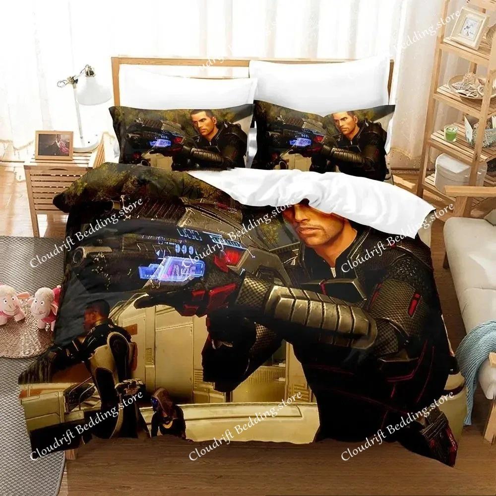 Stampa 3D Gioco Mass Effec Set Letto Ragazzi Ragazze Singolo Matrimoniale King Size Copripiumino Federa Letto ragazzi Adulto Tessile per la casa
