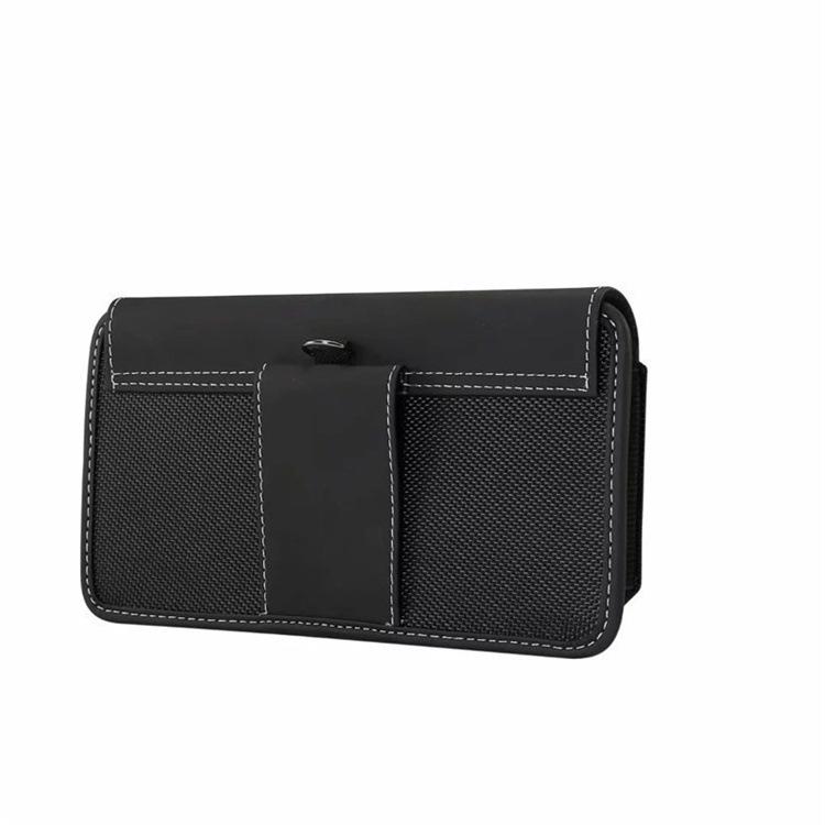 Men's Lightweight Leather Waist Phone Bag - Oxford Nylon, Horizontal/Vertical Style