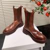 Krazing Pot Cow Leather Autumn Winter Shoes Round Toe Med Heels Slip On Concise Style Women Ankle Boots