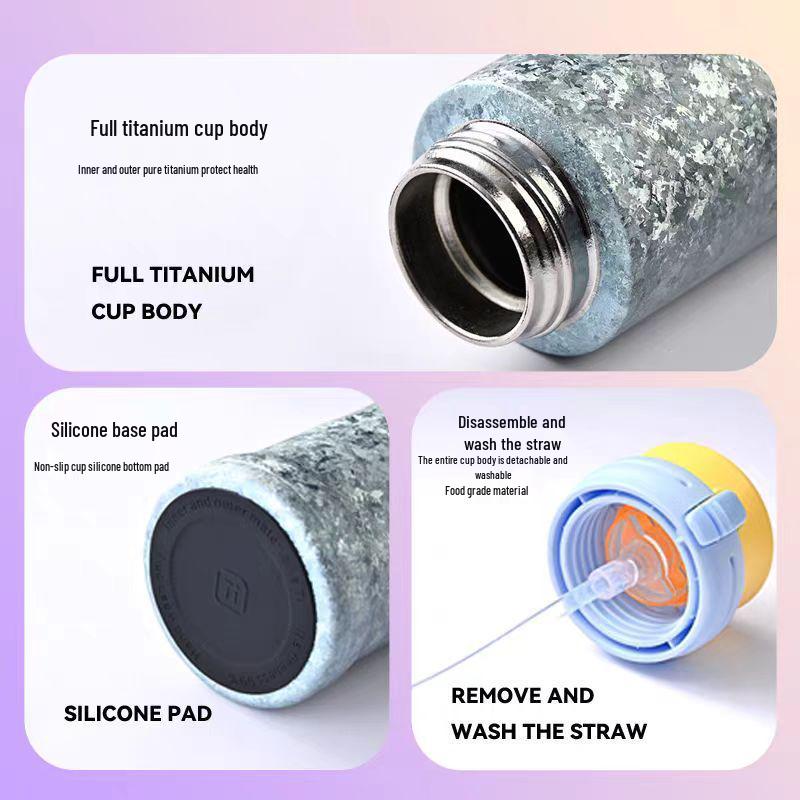 Kashima Titanium Insulated Travel Mug - Portable Double-Layer Pop-Up Pocket Cup for Outdoor Cycling & Climbing, with Gift Box.