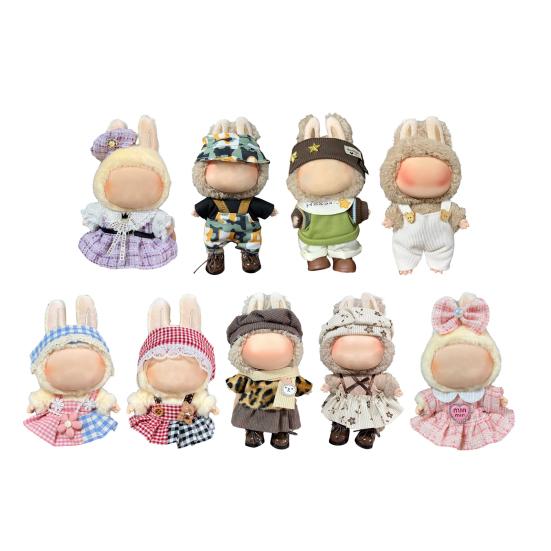 Puppenkleidung für 17 cm Puppen Einfach anzuziehen Perfekte Passform Bedrucktes Plüschpuppenkleid Weicher Stoff Puppenoutfit