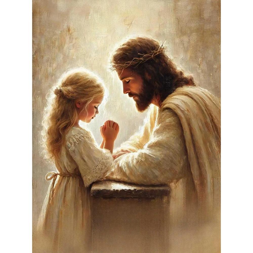 Jesus With Woman Christian Posters Savior Jesus Knows Your Pain Prints Canvas Painting Wall Art Pictures Beach Home Room Decor