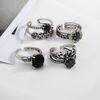 Yousheng Couple Ring Punk Style Decorative Open Design Adjustable All-match Jewelry Gifts Geometric Men Women Faux Gem Decoration Finger Ring for