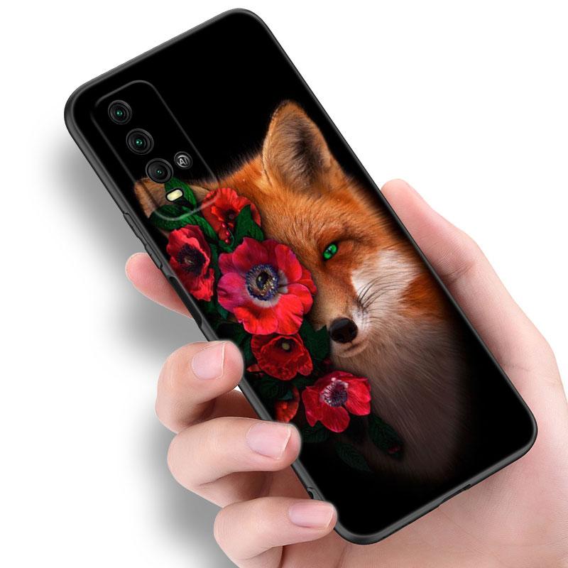 Animal Fox Wolf Flowers Phone Case For Xiaomi Redmi Note 5 6 9T K20 K40 K50 Pro 7A 8A 9A 9C 9i 10A 10C A1 S2 TPU Black Cover