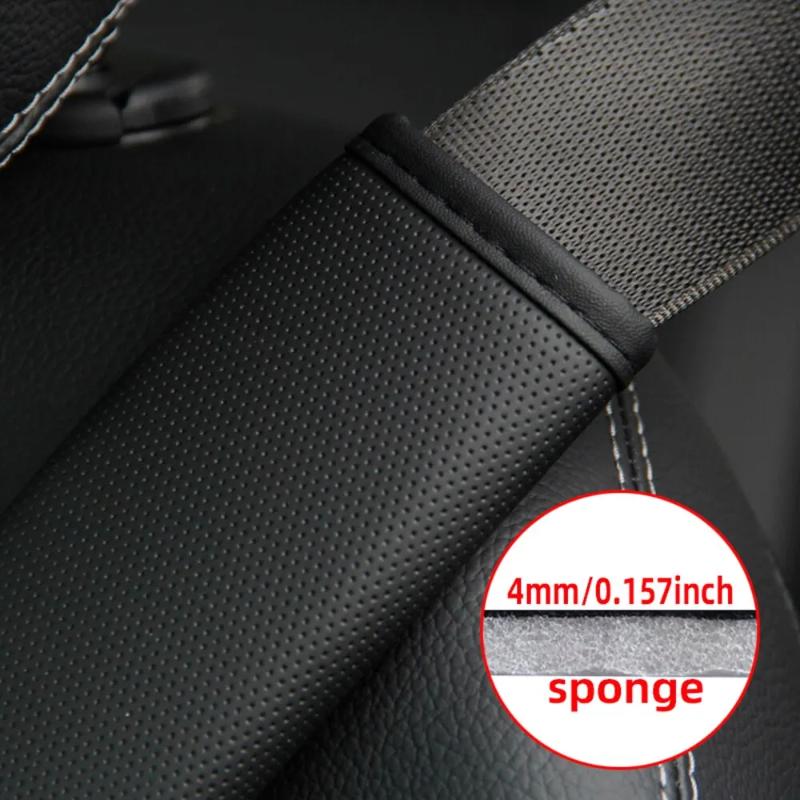 Embossed Fiber Leather Car Seat Belt Shoulder Strap Cover 1Pc Decompression Comfort Easy To Clean for Daily Use 1PCS