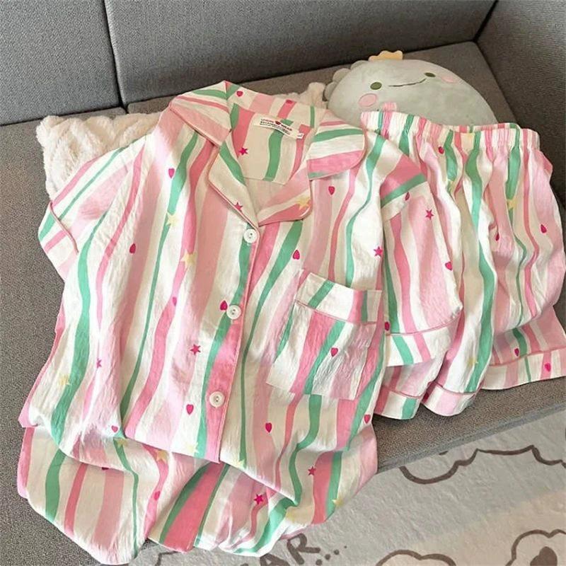 2025 Women's Summer Cloud Cotton Short Sleeve Pajama Set - Casual & Sweet