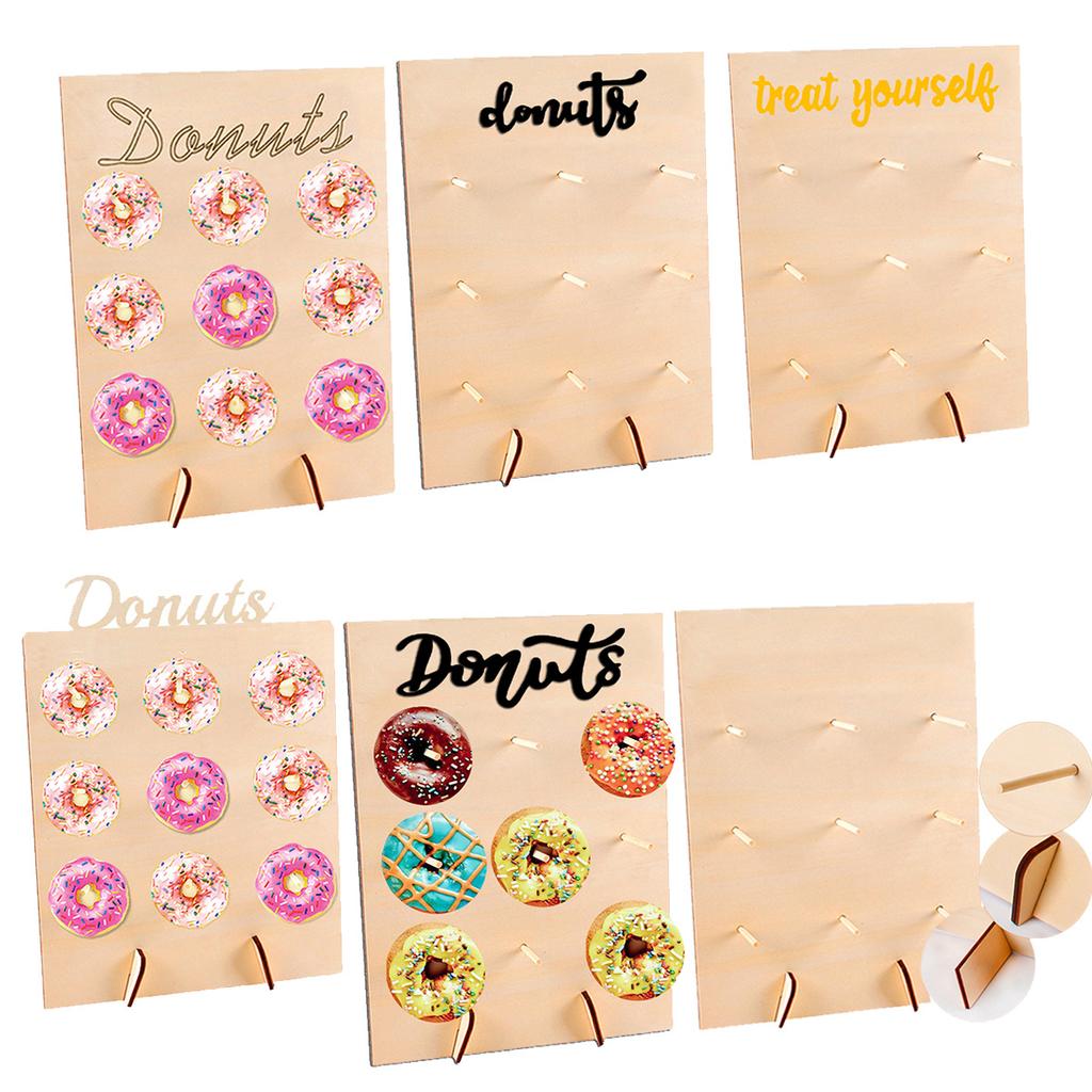 DIY Trä Donut Rack Vägg Country Bröllop Dekoration Bord Donut Display Rack