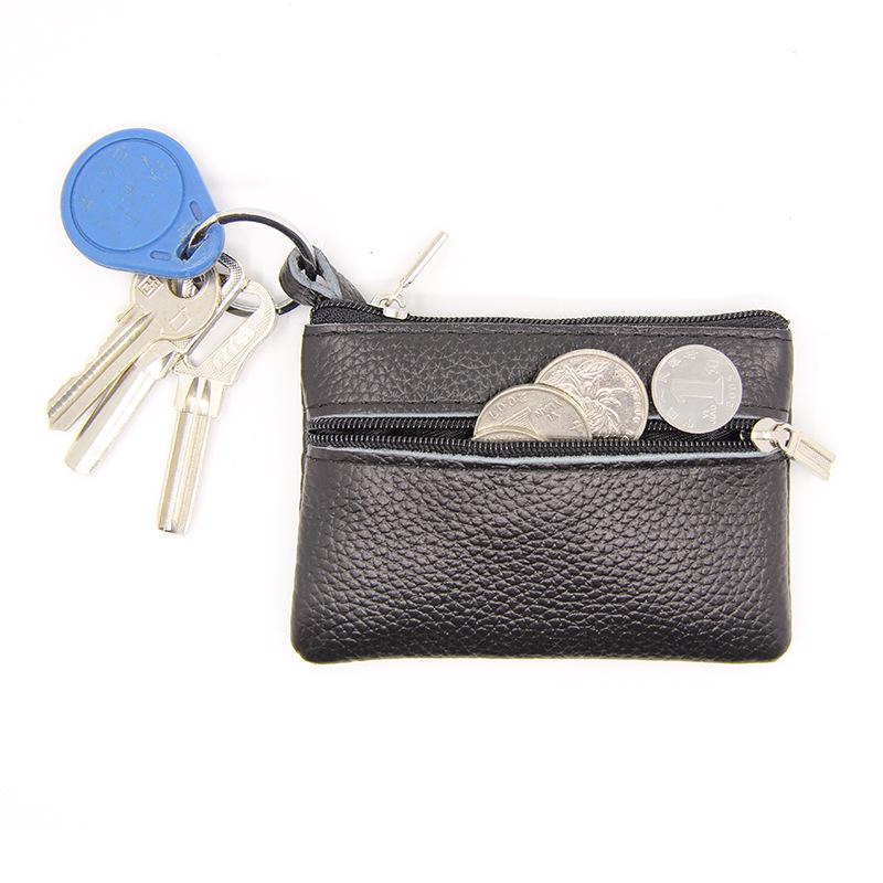 Ladies Genuine Leather Mini Coin Purse Bus Card Holder Creative Ultra-Thin Zipper Multifunctional Key Case